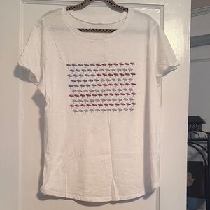 LOFT White Tee with Red and Blue Design